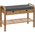 Banca suport pantofi 5Five cu 2 sertare, bambus, 74x34x55 cm, bej