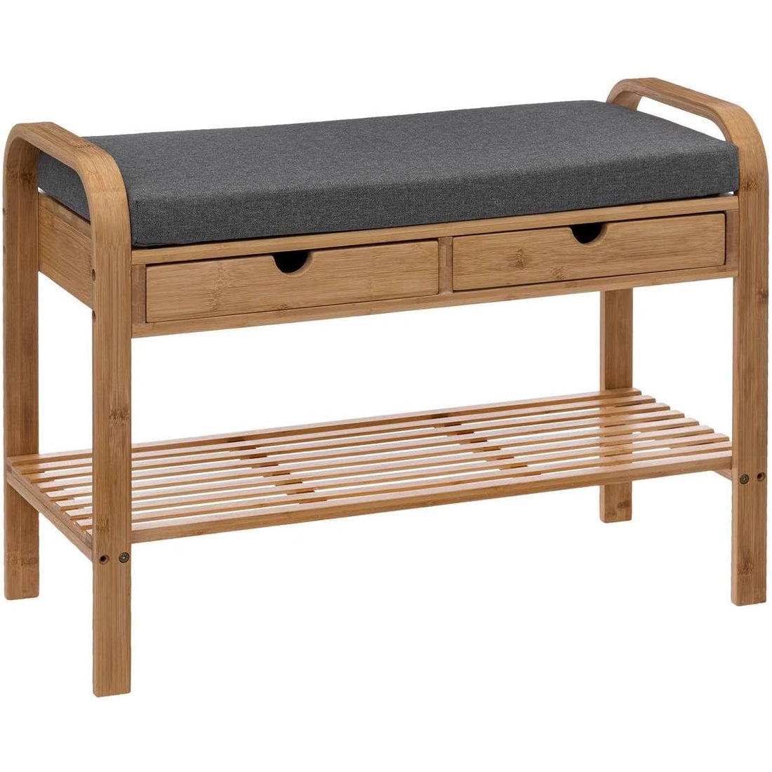 Banca suport pantofi 5Five cu 2 sertare, bambus, 74x34x55 cm, bej