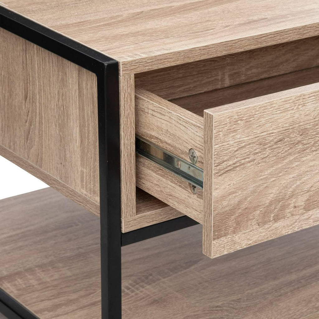 Masuta cafea 5Five Aliaj cu design rectangular, finisaj stejar, 100x40x50 cm, bej