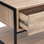 Masuta cafea 5Five Aliaj cu design rectangular, finisaj stejar, 100x40x50 cm, bej