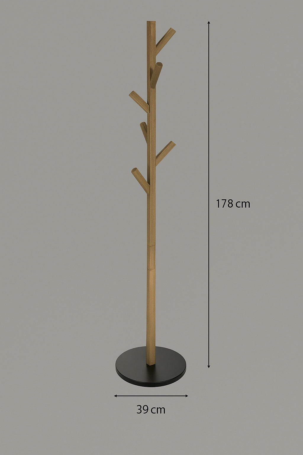 Cuier Atmosphera Wild cu 7 agatatori, lemn si MDF, 39x39x178 cm, maro