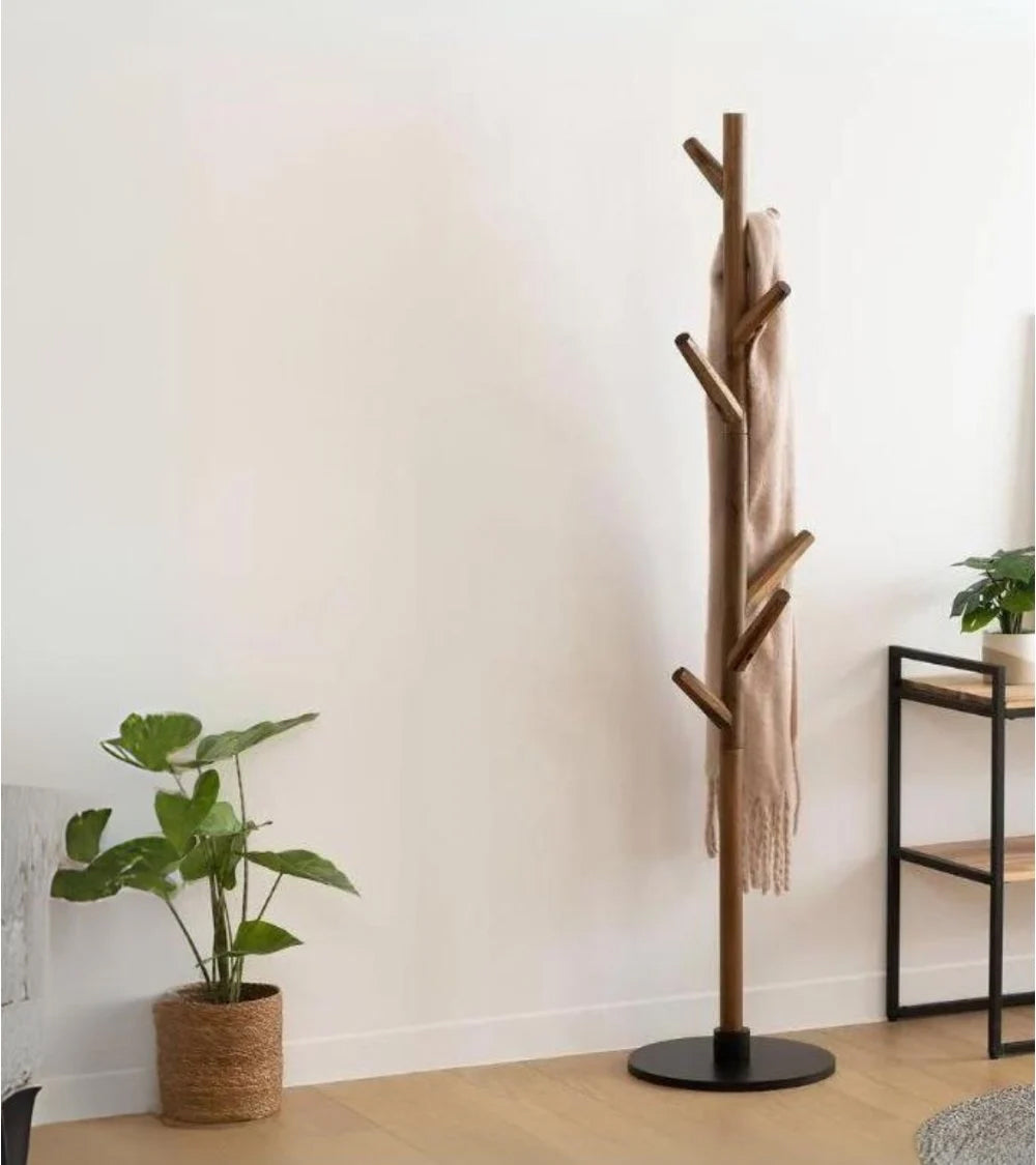 Cuier Atmosphera Wild cu 7 agatatori, lemn si MDF, 39x39x178 cm, maro