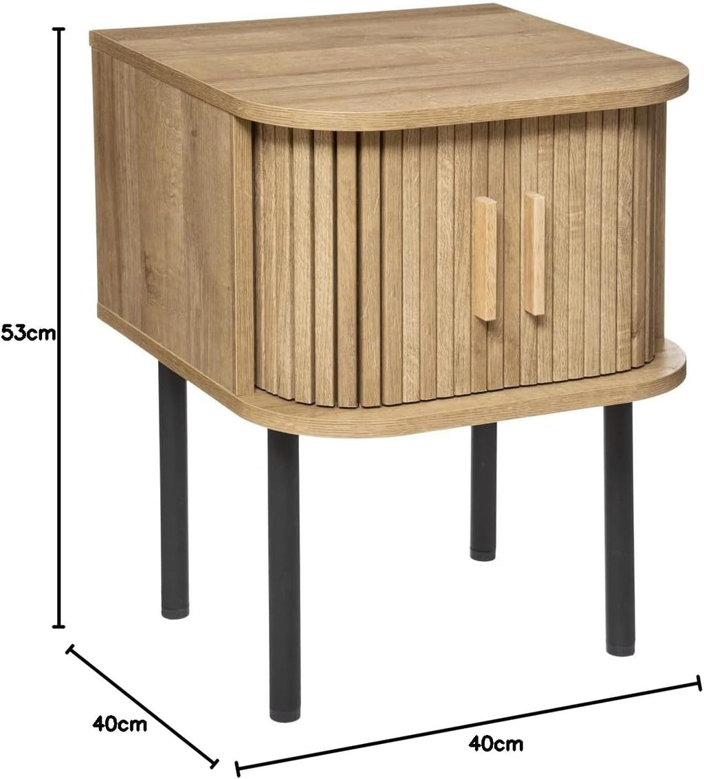 Noptiera Atmosphera Colva cu 2 usi, MDF si picioare metalice, 40x40x53 cm, bej