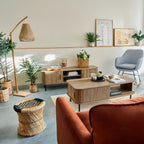 Masuta de cafea Atmosphera Colva cu 2 usi glisante, MDF si otel, 120x60x41 cm, bej