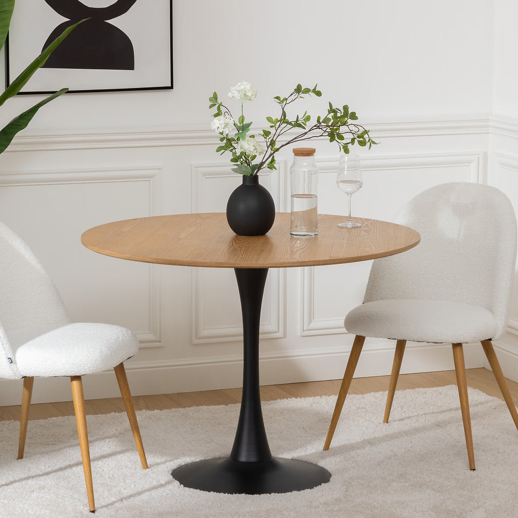 Masa rotunda Atmosphera Elias, 102x74 cm, MDF si metal, negru si stejar