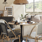 Masa rotunda Atmosphera Elias, 102x74 cm, MDF si metal, negru si stejar