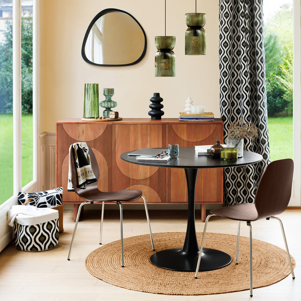 Masa rotunda Atmosphera Elias, 102x76 cm, MDF si metal, negru