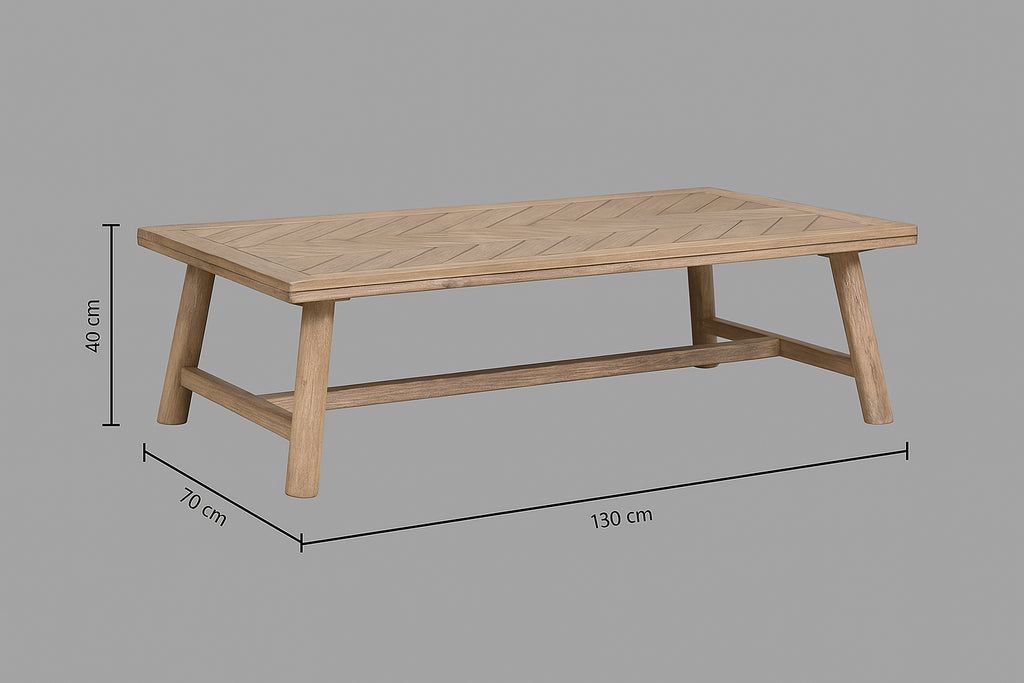 Masuta de cafea Atmosphera Aeris, lemn acacia si blat MDF chevron, 130x70x40 cm, natur