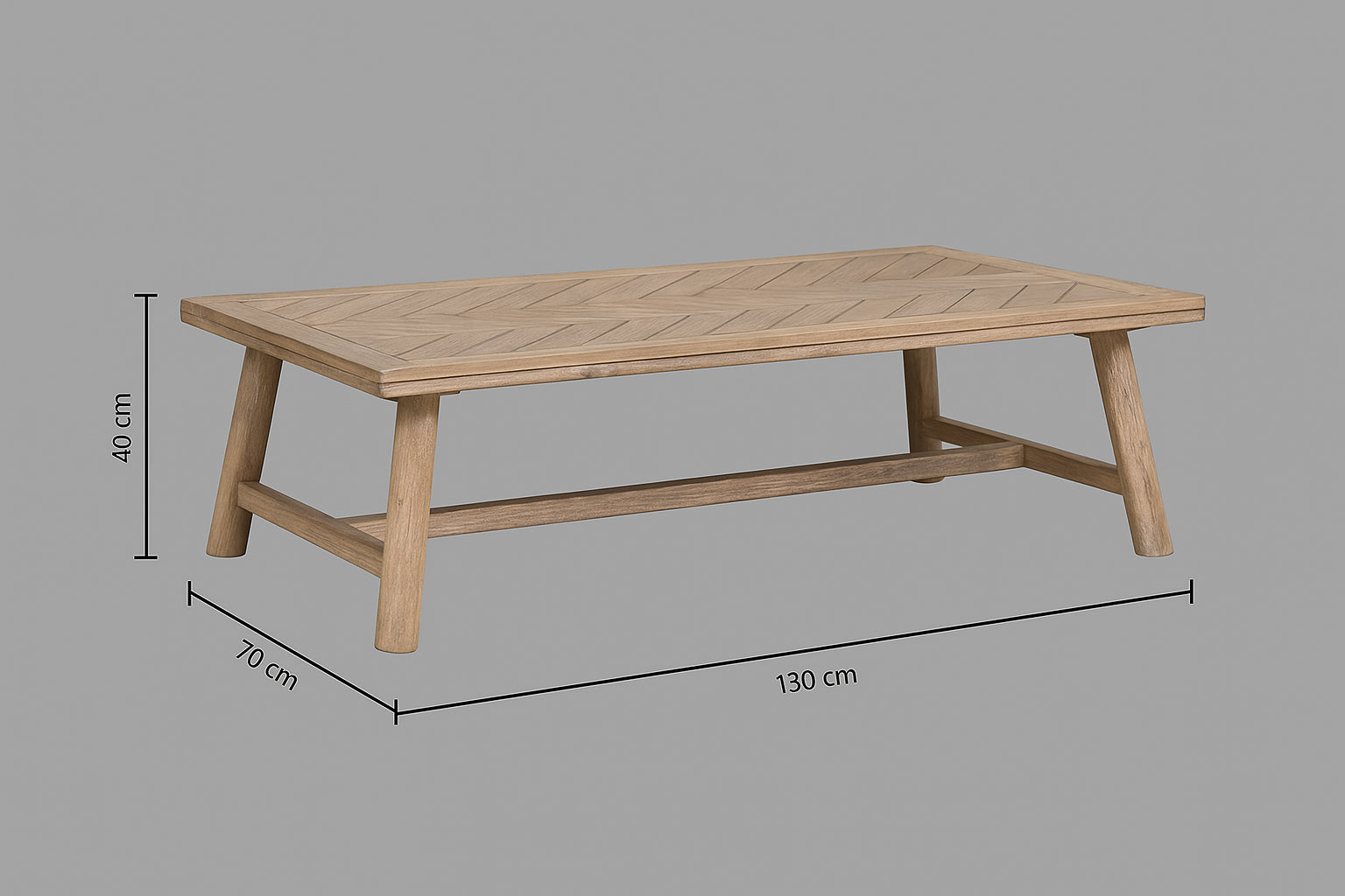 Masuta de cafea Atmosphera Aeris, lemn acacia si blat MDF chevron, 130x70x40 cm, natur