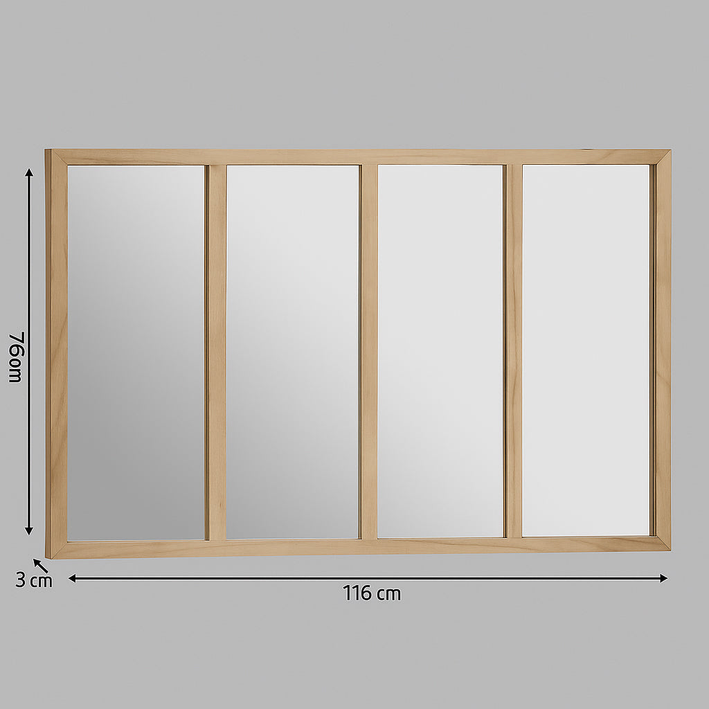 Oglinda Atmosphera Nae cu rama din lemn paulownia, 116x76 cm, montaj vertical/orizontal, natur