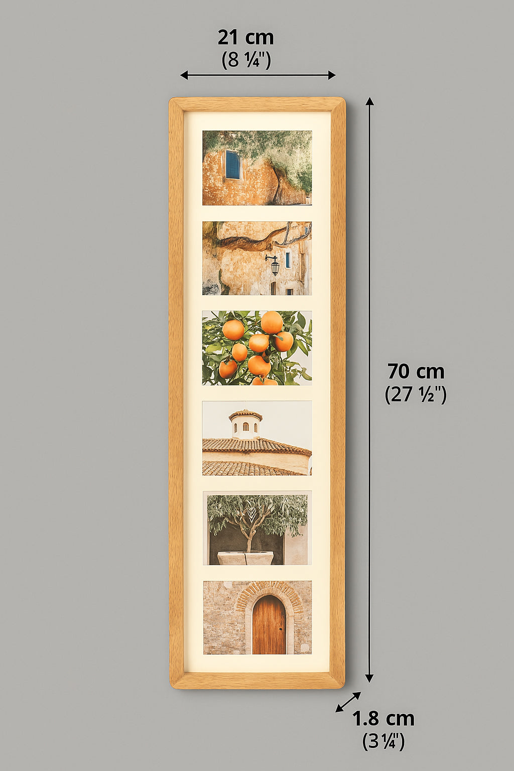 Rama foto Atmosphera Milea pentru 6 poze 10x15 cm, lemn hevea, 21x70 cm, natur