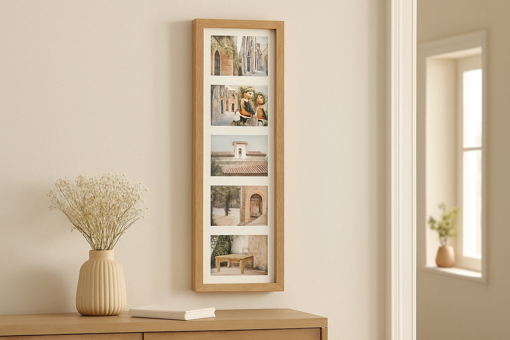 Rama foto Atmosphera Milea pentru 6 poze 10x15 cm, lemn hevea, 21x70 cm, natur