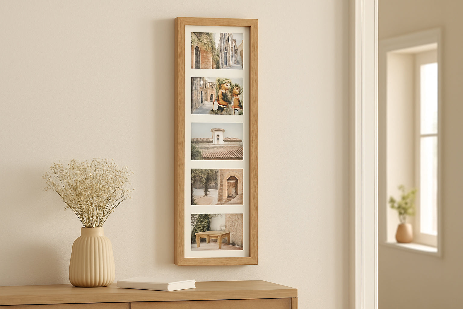Rama foto Atmosphera Milea pentru 6 poze 10x15 cm, lemn hevea, 21x70 cm, natur