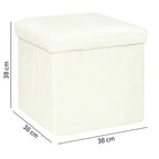 Taburet pliabil Atmosphera Ezzio cu spatiu depozitare, 38x38x38 cm, blana artificiala, alb