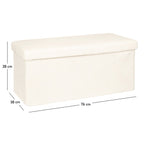 Taburet pliabil Atmosphera Ezzio cu depozitare, 76x38x38 cm, blana artificiala, alb