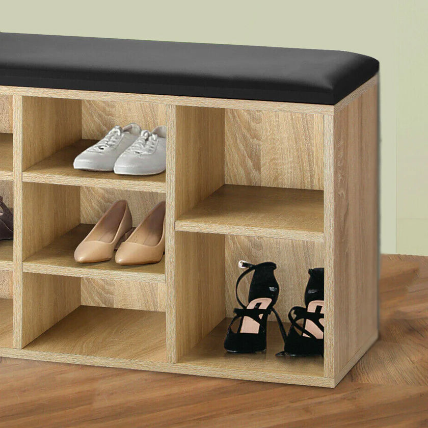 Banca depozitare pantofi 5Five, pentru 8 perechi, sezut tapitat, rafturi detasabile, 105x34x49 cm, bej