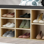 Banca depozitare pantofi 5Five, pentru 8 perechi, sezut tapitat, rafturi detasabile, 105x34x49 cm, bej