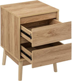 Noptiera 5Five Abana cu 2 sertare, PAL, finisaj stejar, 40x40x56 cm, bej