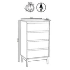 Noptiera Abana cu 4 sertare, PAL si MDF, 60x40x107 cm, bej