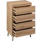 Noptiera Abana cu 4 sertare, PAL si MDF, 60x40x107 cm, bej