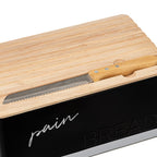 Cutie paine 5Five Color Edition cu capac din lemn, include cutit, 33x21x15 cm, negru