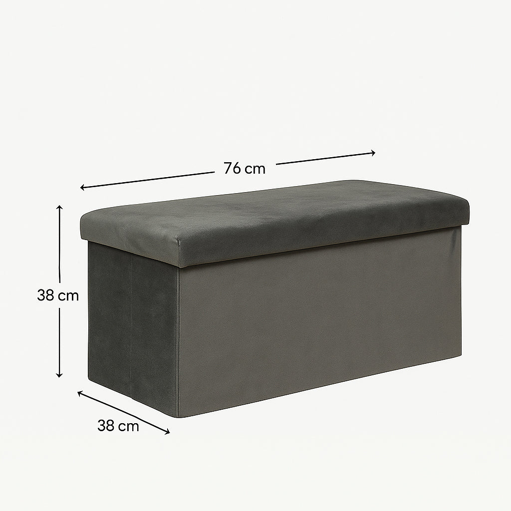 Taburet pliabil Atmosphera Lilou cu spatiu depozitare 80L, 76x38x38 cm, gri