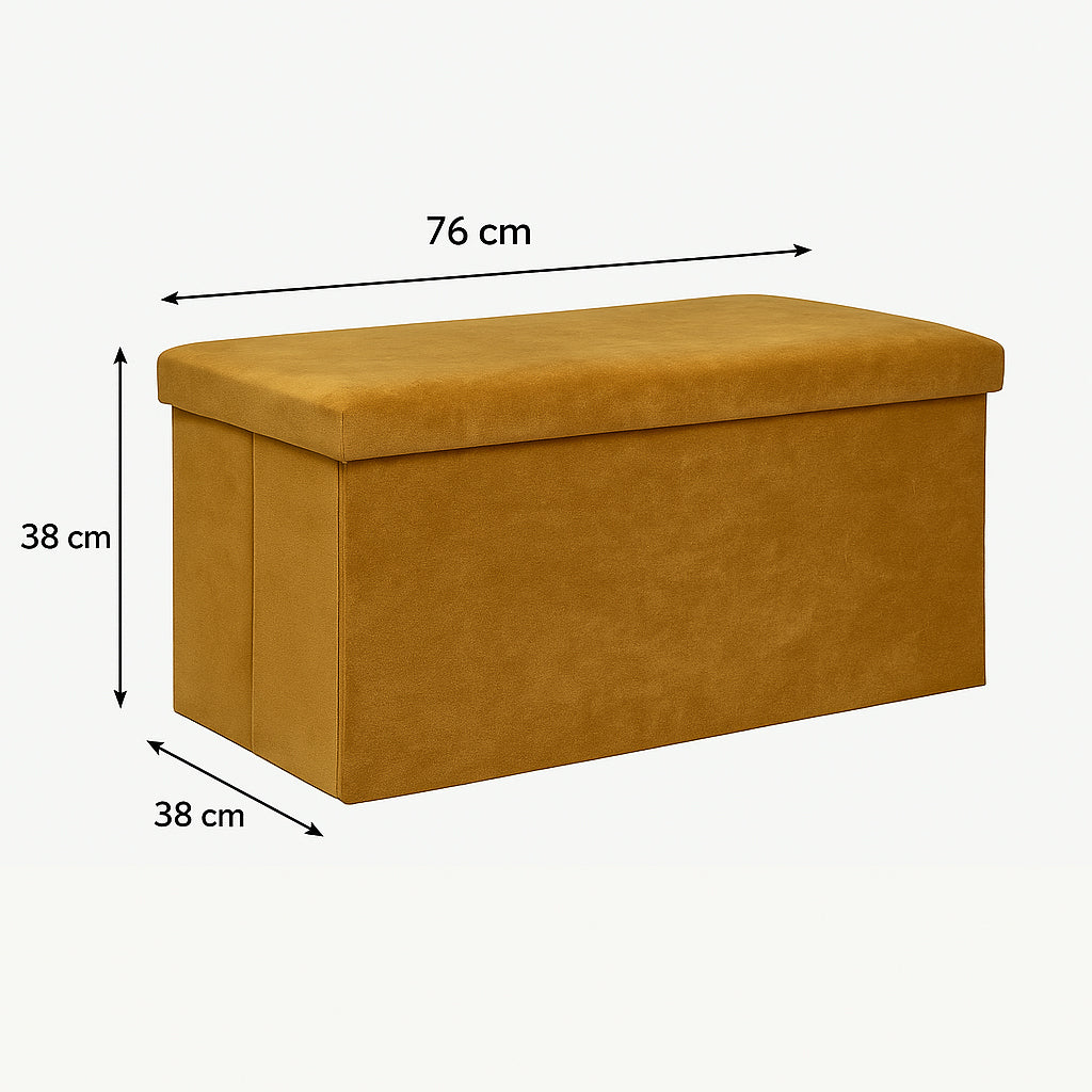 Taburet pliabil Atmosphera Lilou cu spatiu depozitare 80L, 76x38x38 cm, galben mustar