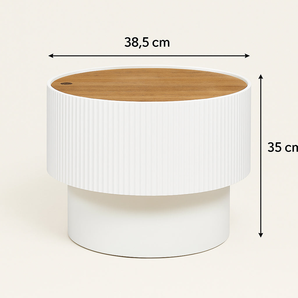 Masuta cafea Atmosphera Enola cu spatiu depozitare, MDF, 39x35 cm, alb