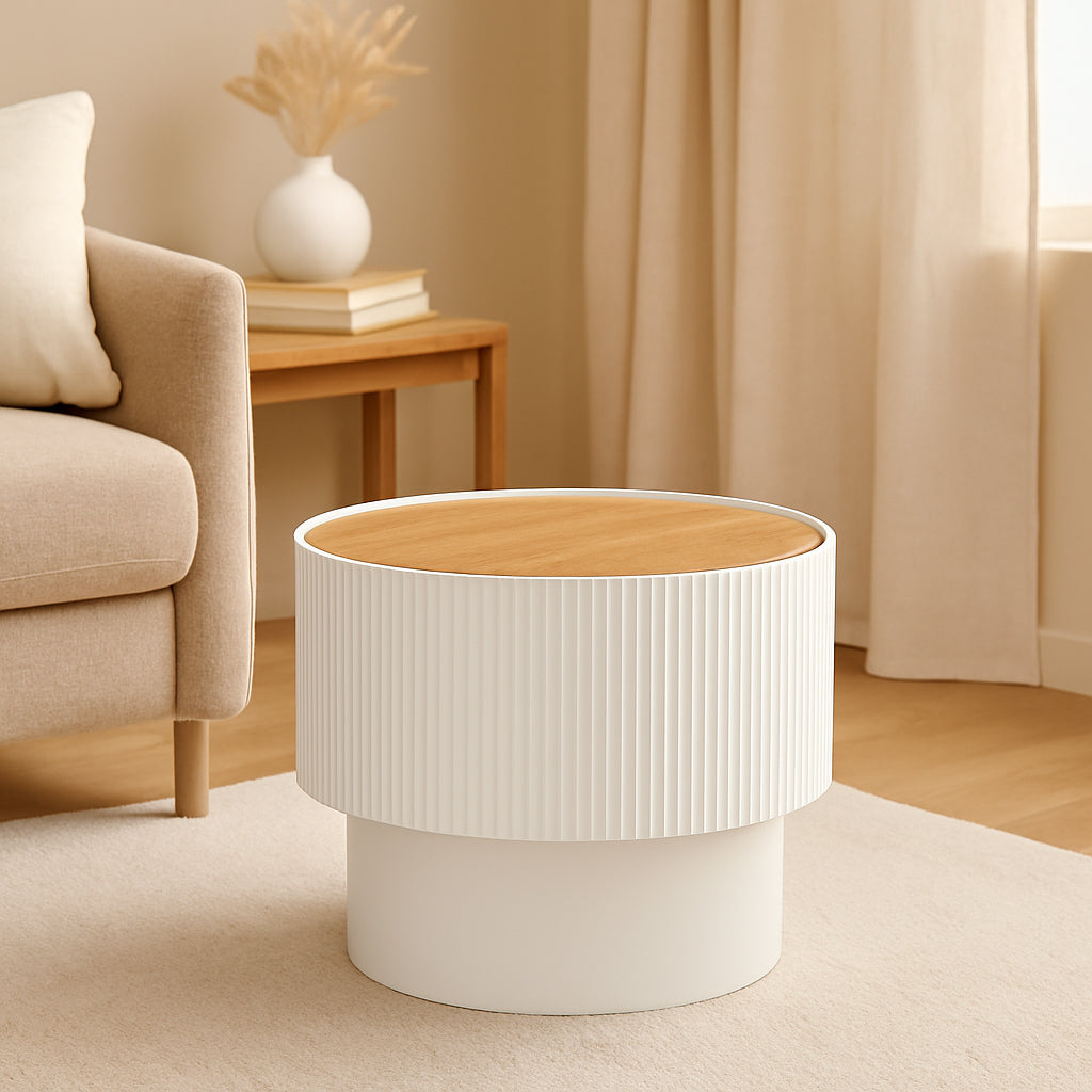 Masuta cafea Atmosphera Enola cu spatiu depozitare, MDF, 39x35 cm, alb