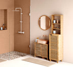 Dulap baie 5Five Sicela cu usa si rafturi, bambus, 38x33x168 cm, natur