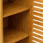 Dulap baie 5Five Sicela cu usa si rafturi, bambus, 38x33x168 cm, natur