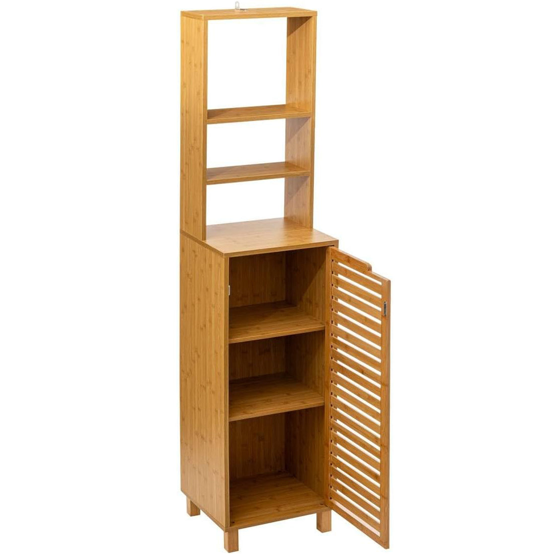 Dulap baie 5Five Sicela cu usa si rafturi, bambus, 38x33x168 cm, natur