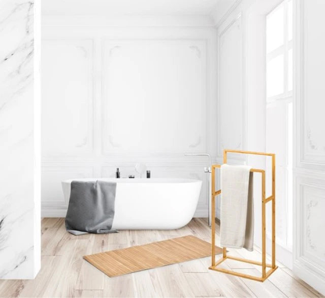 Suport prosoape 5Five Bamboo, 2 brate, bambus, 42x24x82 cm, maro