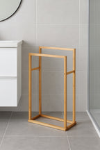 Suport prosoape 5Five Bamboo, 2 brate, bambus, 42x24x82 cm, maro