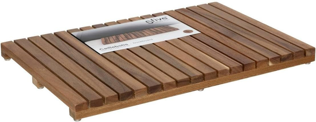 Gratar dus 5Five Acacia din lemn de salcam, antiderapant, 53x36x3 cm, natur
