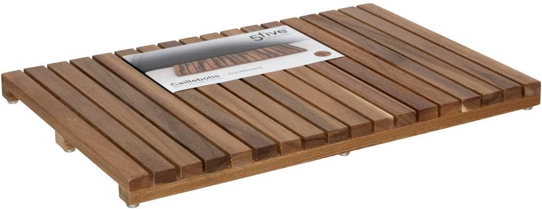 Gratar dus 5Five Acacia din lemn de salcam, antiderapant, 53x36x3 cm, natur