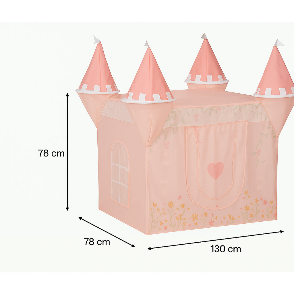 Cort copii Atmosphera tip castel, pop-up cu ferestre si usa, 130x78x78 cm, roz