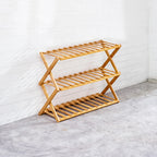 Etajera pantofi pliabila din bambus, pentru 9 perechi, 70x29x53 cm, natur