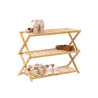 Etajera pantofi pliabila din bambus, pentru 9 perechi, 70x29x53 cm, natur