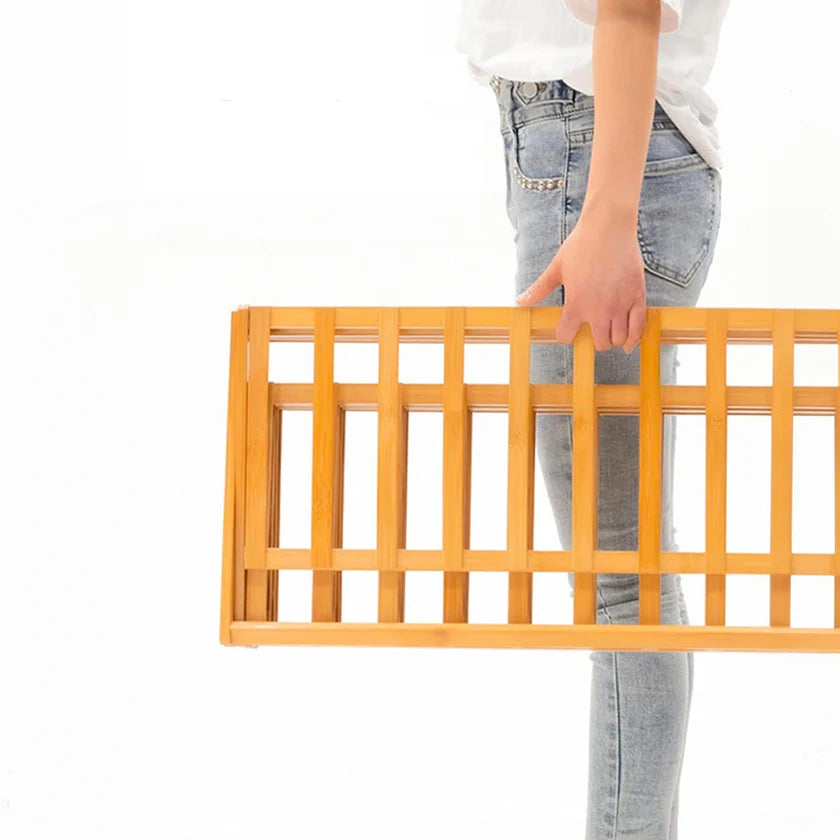 Etajera pantofi pliabila din bambus, pentru 9 perechi, 70x29x53 cm, natur