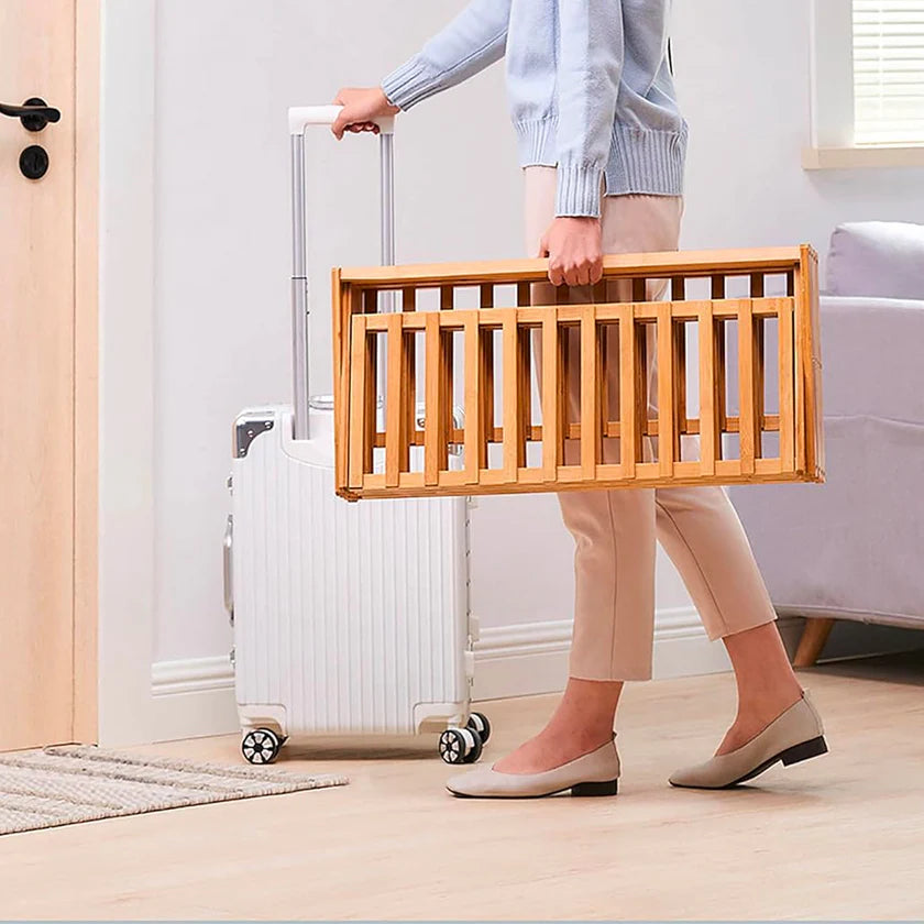 Etajera pantofi pliabila din bambus, pentru 9 perechi, 70x29x53 cm, natur