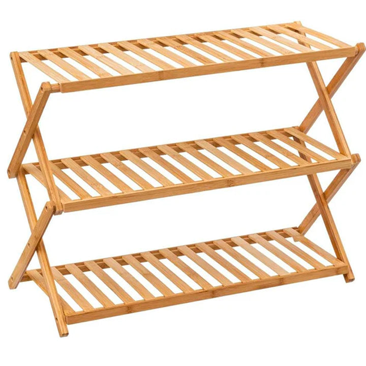 Etajera pantofi pliabila din bambus, pentru 9 perechi, 70x29x53 cm, natur