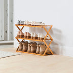 Etajera pantofi pliabila din bambus, pentru 9 perechi, 70x29x53 cm, natur