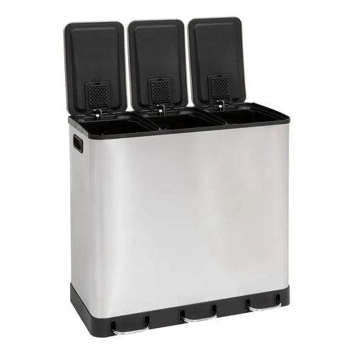 Cos gunoi 5Five Ariane, colectare selectiva, 3 compartimente 18L, inox, 61x36x62 cm, gri