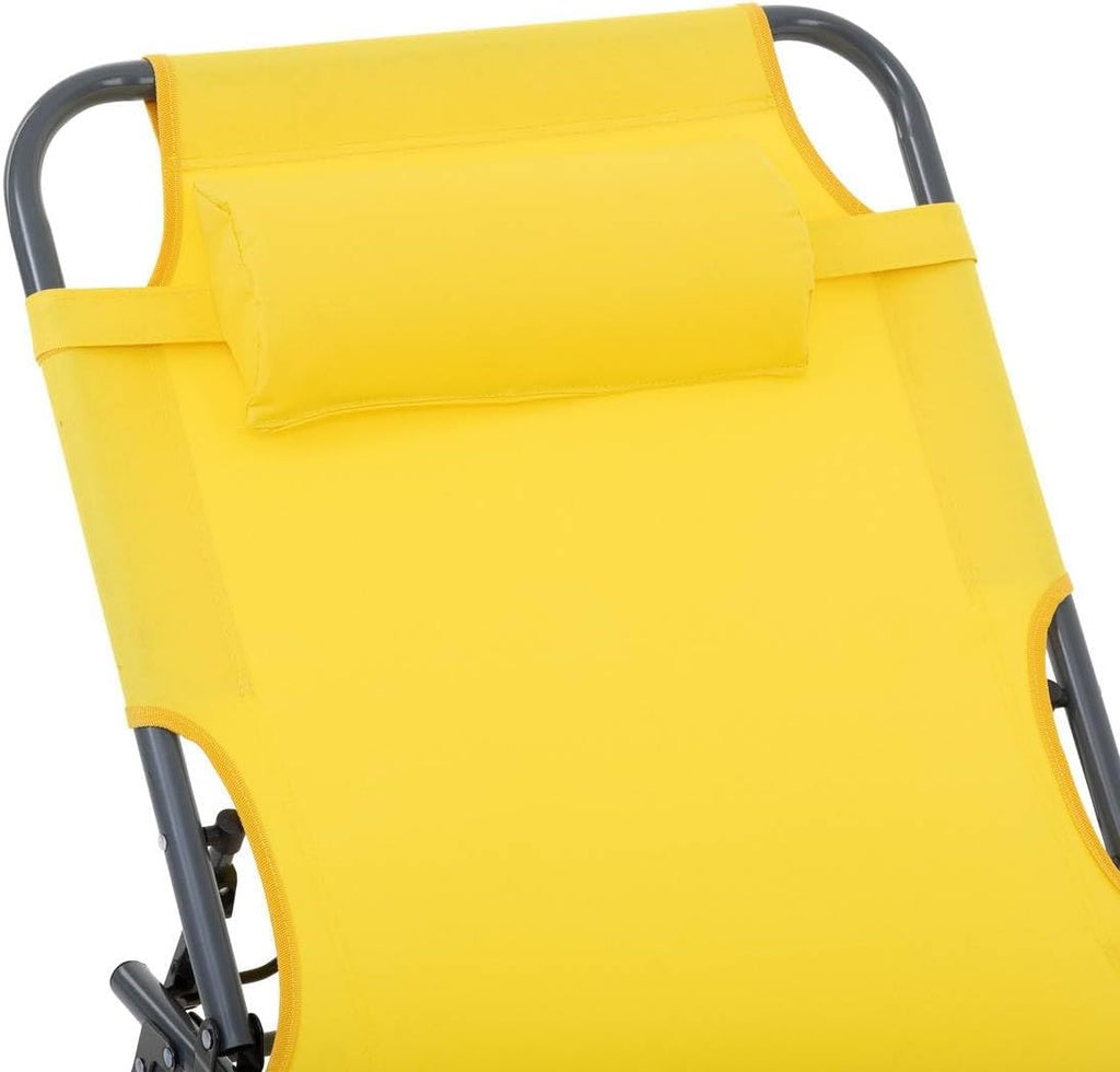 Sezlong 5Five Beach Chair, cadru metalic, pliere compacta, 173x56x27 cm, galben