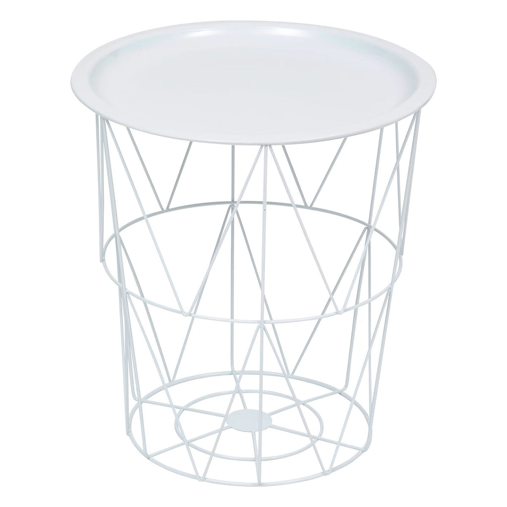 Masuta cafea cu depozitare Atmosphera Kumi, otel, 37x40 cm, alb