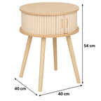 Noptiera rotunda Atmosphera Nysos cu 2 usi glisante si raft interior, 40x54 cm, crem natur