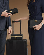 SONGMICS Cutie ceasuri Ronne, pentru 3 ceasuri, imitatie piele PU, 20x10x9 cm, negru