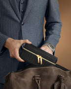 SONGMICS Cutie ceasuri Ronne, pentru 3 ceasuri, imitatie piele PU, 20x10x9 cm, negru