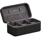 SONGMICS Cutie ceasuri Ronne Collection, pentru 3 ceasuri, piele PU aspect impletit, 10x20x9 cm, negru
